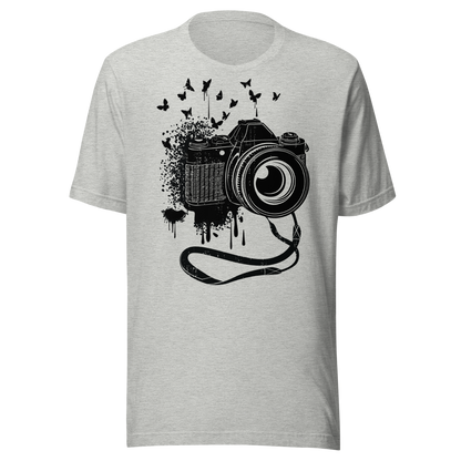 Retro Unisex T-Shirt - Vintage Camera and Butterflies Ghost Front