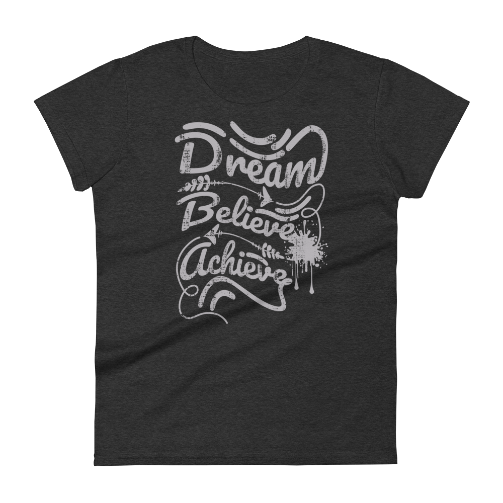 Retro Women's T-Shirt - Dream Believe Achieve Heather Dark Grey