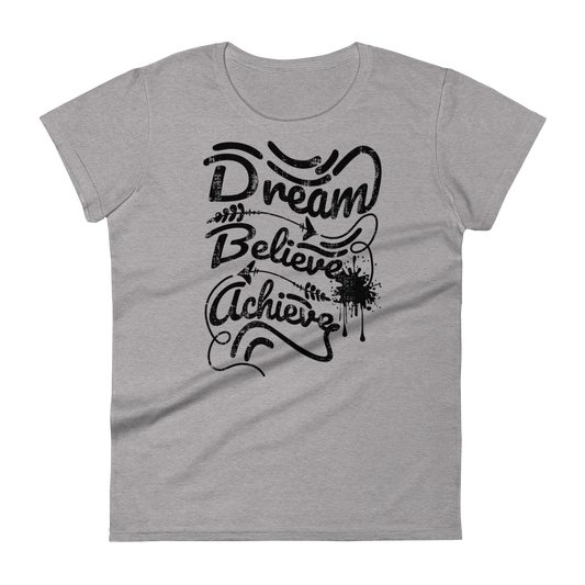 Retro Women's T-Shirt - Dream Believe Achieve Heather Grey