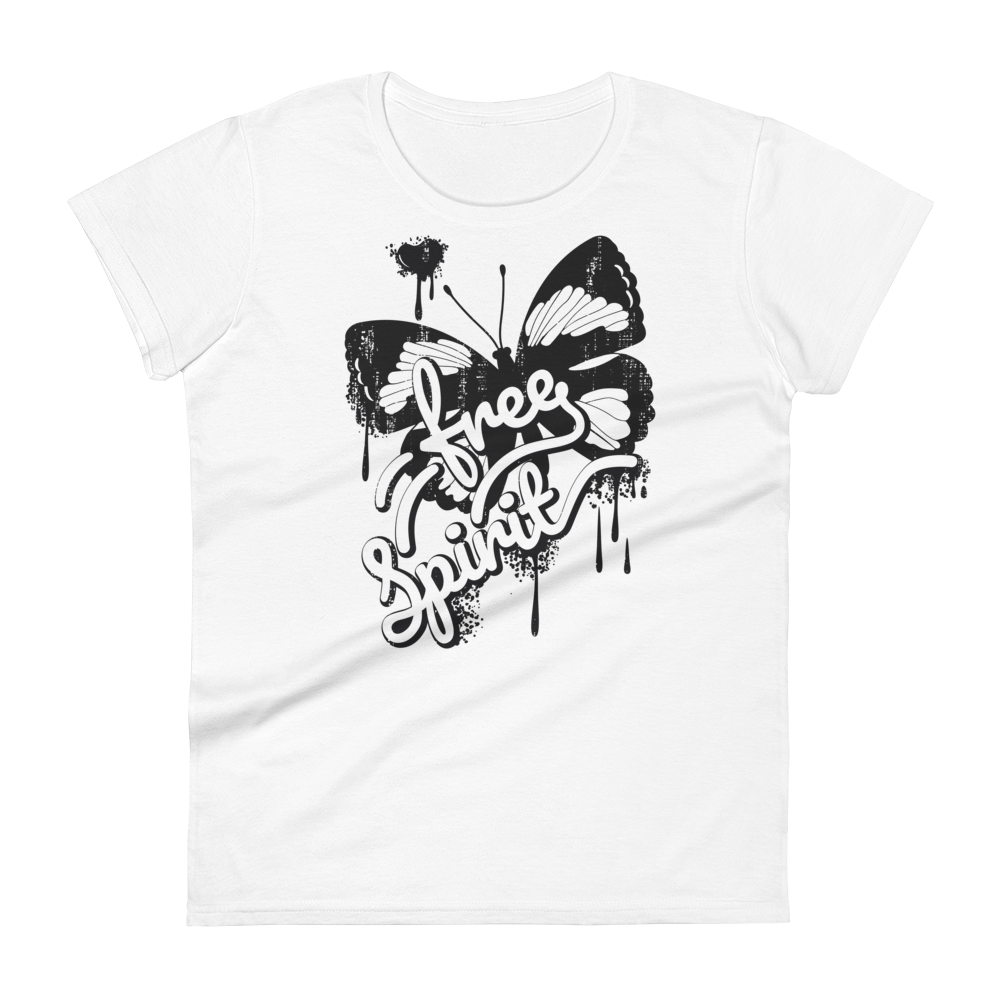 Retro Women’s T-Shirt - Free Spirit Typography Design White