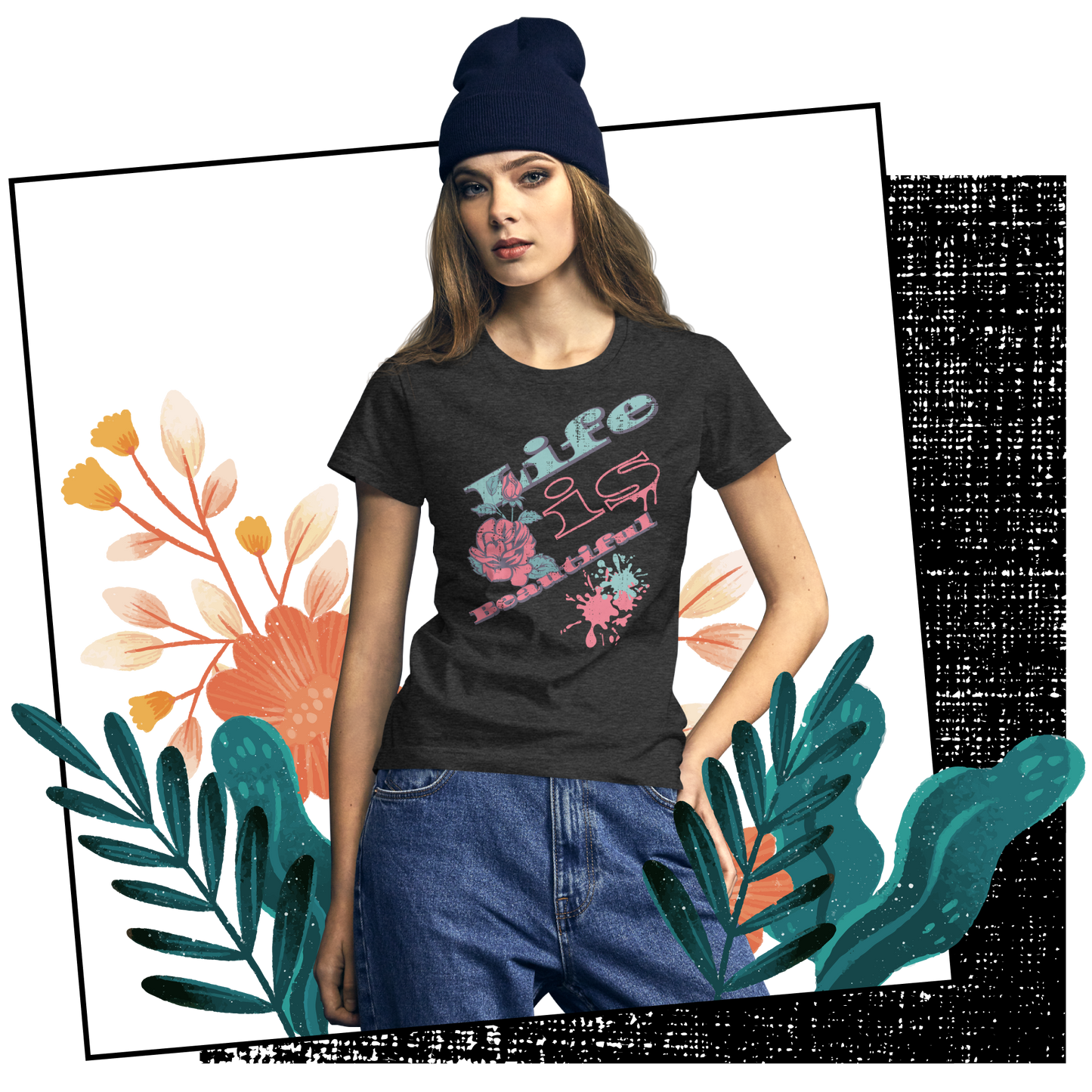 Retro Women's T-Shirt - Life is Beautiful Typography Design Lifestyle 01