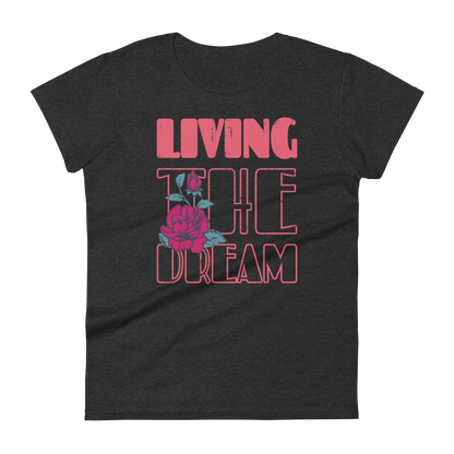 Retro Women's T-Shirt - Living The Dream Heather Dark Grey